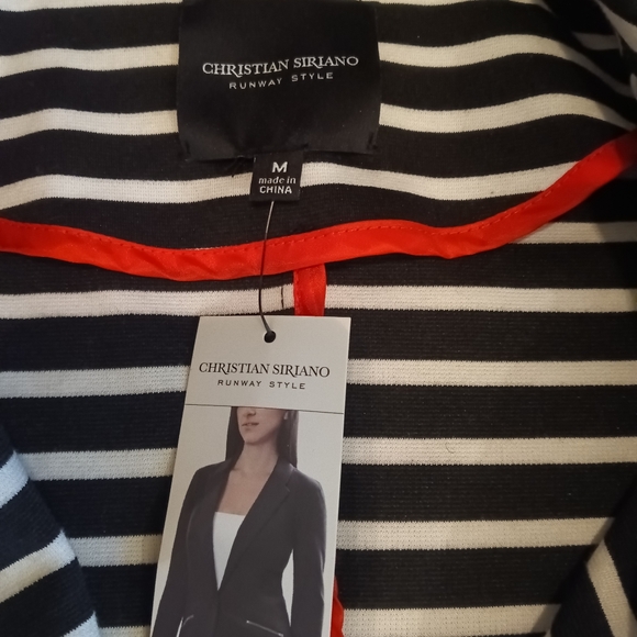 Christian Siriano Runway Style Black And White Striped Women's Blazer - Picture 6 of 7